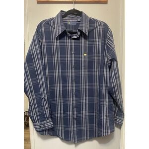 Jack Nicklaus Mens Size Large Blue Plaid Long Sleeve Dress Shirt Button Down